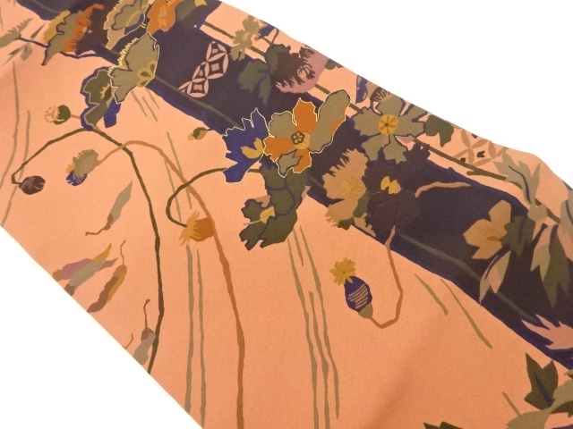 JAPANESE NAGOYA OBI / KINSAI / FLORAL PLANTS